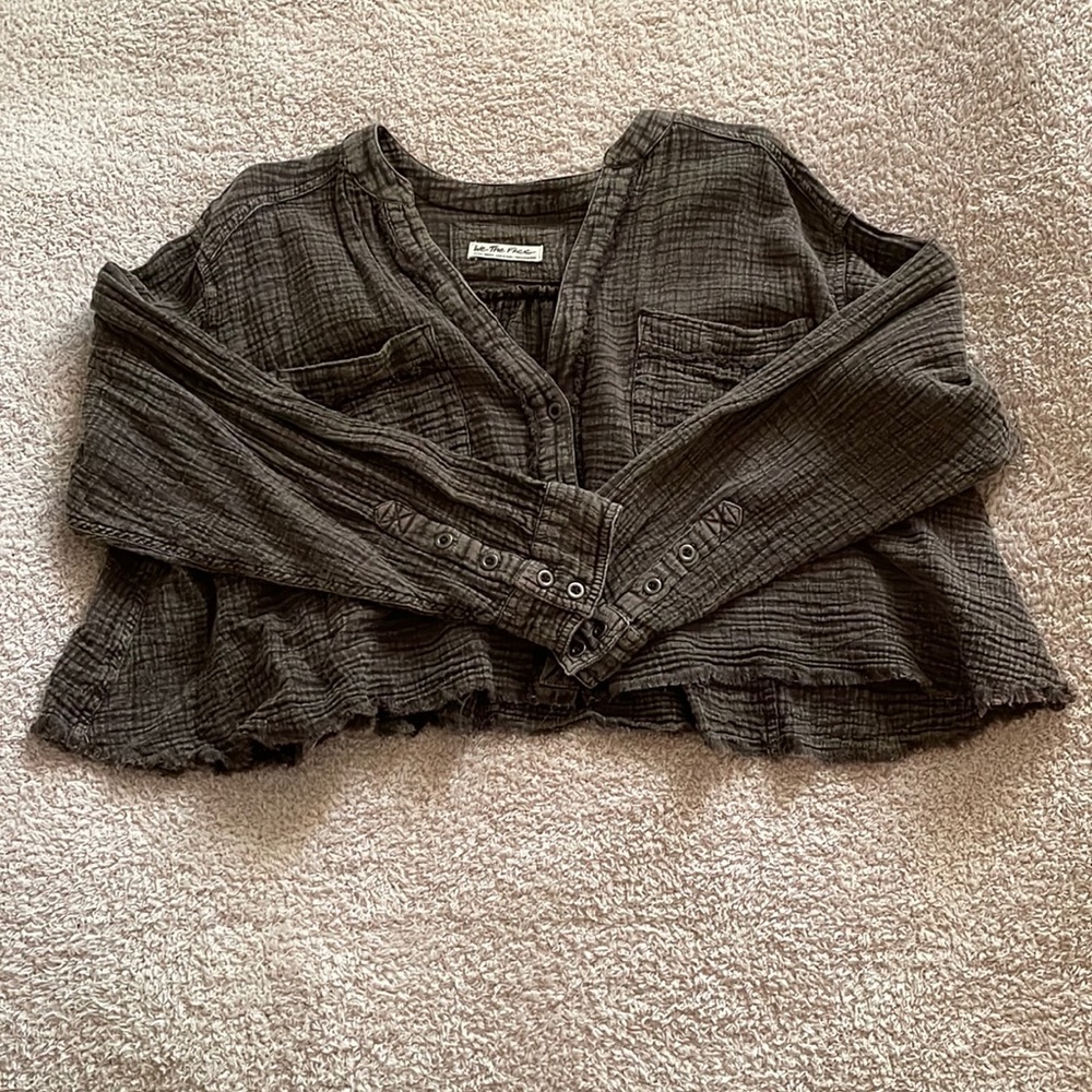 Free People Leanne Cropped Shirt - Picture 2 of 5